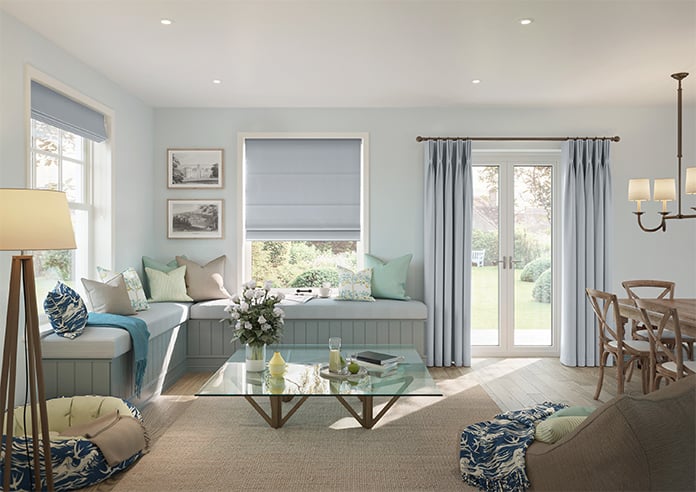 Menton, Cloud Blue - Motorised Roman Blind - Image 8